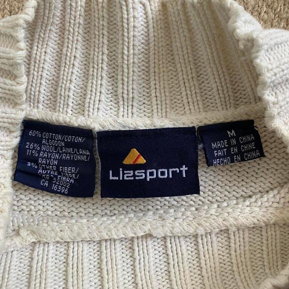 Vintage 90s Lizsport Tan Floral Embroidered Sweater Size Medium - Picture 4 of 4